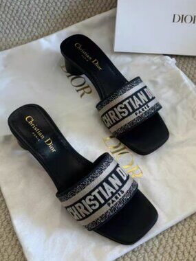 Dior Dway Logo Heeled Slide Sandals